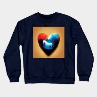 White Horse In a Heart Shape in a colourful abstract style Crewneck Sweatshirt
